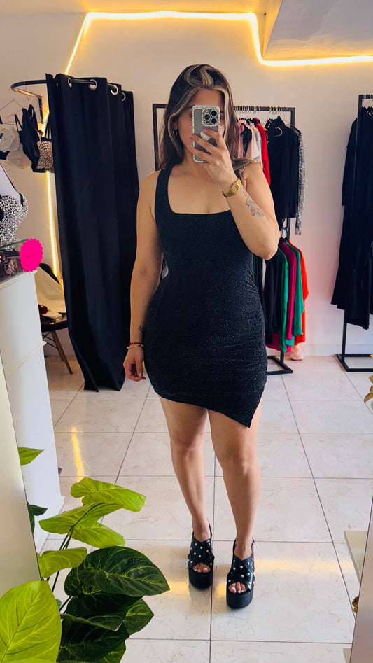 VESTIDO BRILLO NEGRO