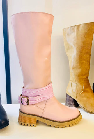 BOTA CUERO PALO ROSA MUJER