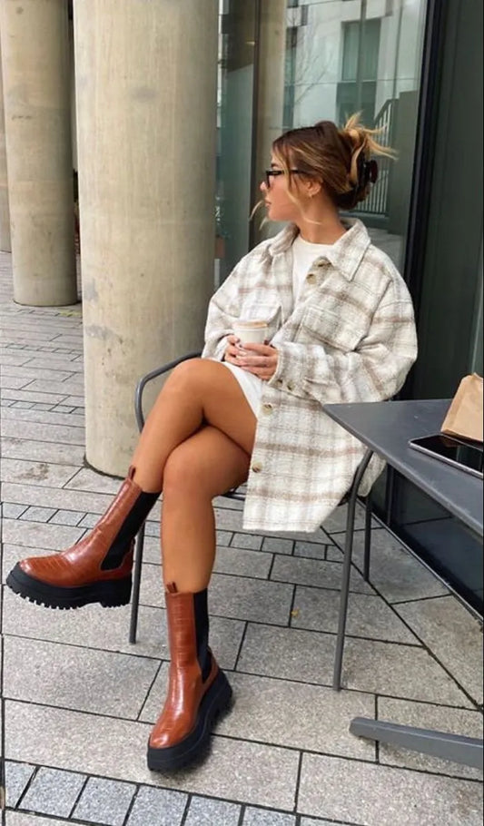 BOTÍN CHELSEA CUERO CAMEL MUJER