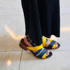SANDALIA AMARRAS 39 AZUL/AMARILLO -zapato-nacional-exclusivo